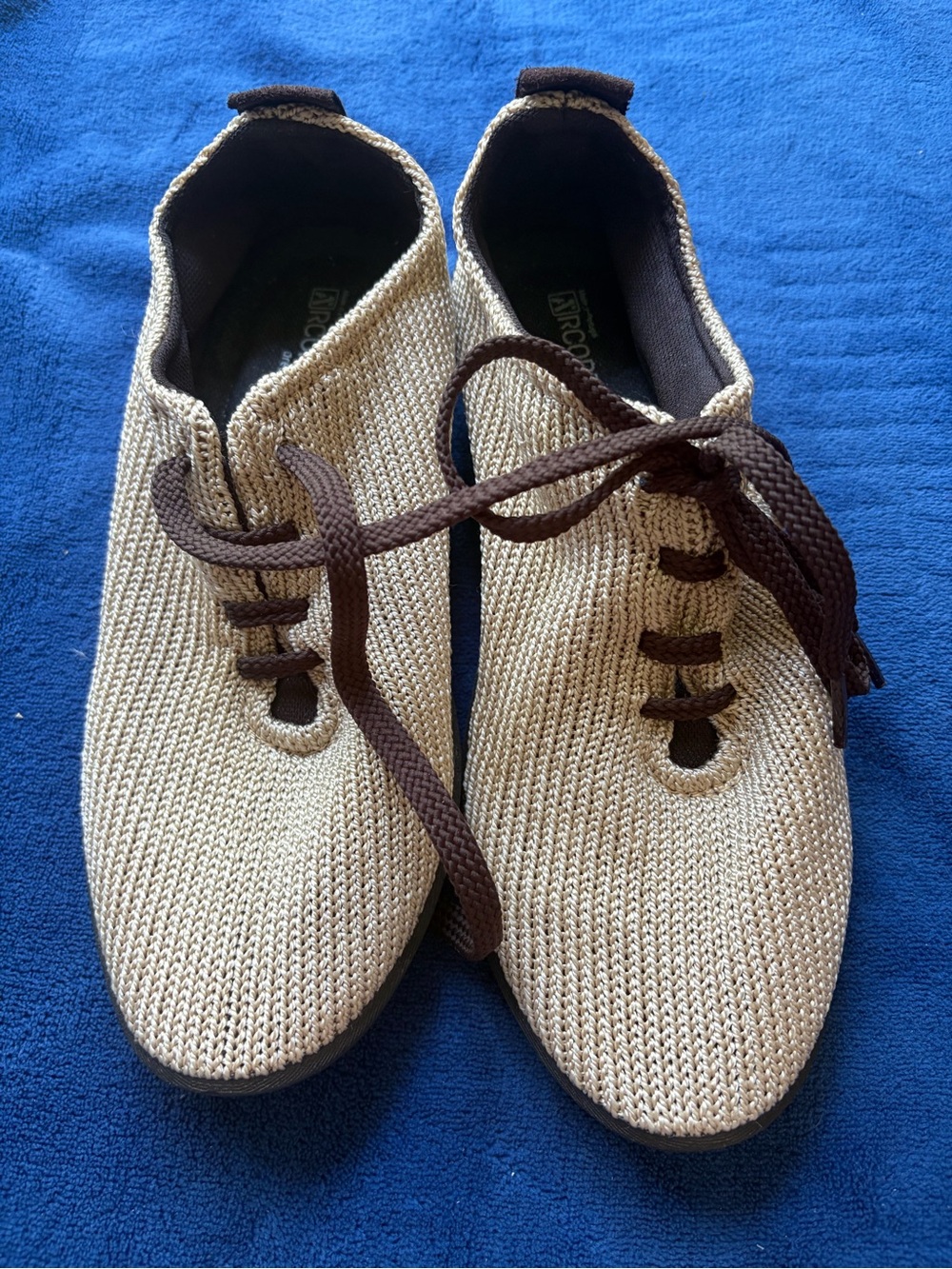 Arcopedico LS Knit Lace Up Comfort Shoes Beige Tan Women’s Size 39 US 8-8.5